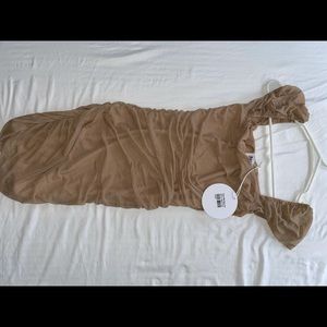 Tan sheer body con dress